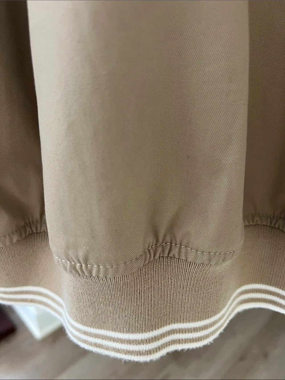 adidas Beige Lightweight Bomber Jacket with Navy Logo